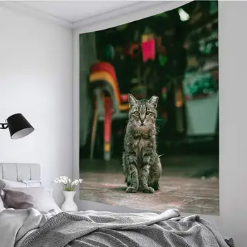 Minunat Mic Model Pisica Tapiserie Elegant Camera De Zi Dormitor Decorative De Perete Elegant Acasă Pătură Accesorii