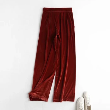 Uscat Iarna Pantaloni De Catifea Femei Anglia Simplu Moda De Înaltă Talie Pantaloni Largi Mujer Pantalon Femme Pantaloni Casual Femei