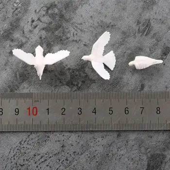 20buc Plastic Păsări Cifră Mică Jucărie Pasăre Porumbel De Pace Peisaj Layout 1:75 scară / 1.5-2.5 cm, Alb