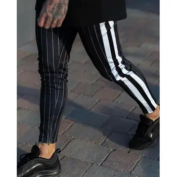 Moda Barbati Anglia Stil De Pantaloni Cu Dungi De Sex Masculin Noi Creion Lung Jogging Pantaloni Casual Pantaloni Cordon Side Stripe Pantaloni 2019