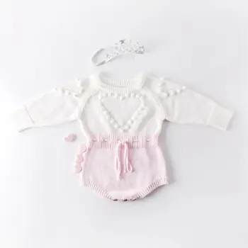 Copil drăguț copil fată tricotate romper copii costumașe pentru nou-născut fată o singură bucată de iarna tricot haine