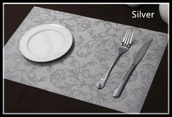 Set de 4, Aur, Argint PVC Masa Dinning Mat Impermeabil Bar Mat Bucătărie Coaster pad Placemats Pentru Masa