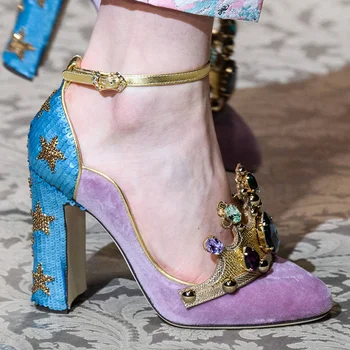 VIISENANTIN high-end personalizate femei catwalk toc pompe paiete rhinstone coroana decor femeie petrecere, pantofi nunta, pantofi