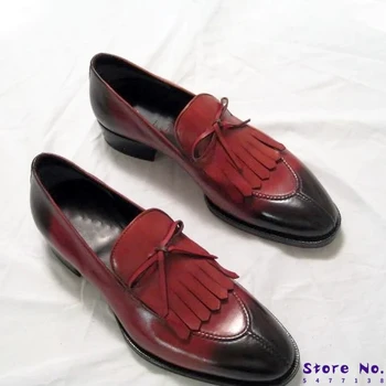 Barbati PU Piele de Moda Pantofi cu Toc mic Franjuri Pantofi Rochie Pantofi Brogue Pantofi de Primăvară Glezna Cizme Vintage Clasic Masculin Casual LP470