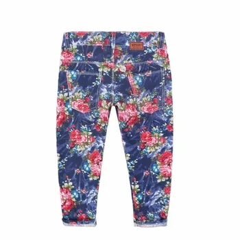 Florale fete jean pantaloni denim pantaloni copii din bumbac pentru copii îmbrăcăminte de modă
