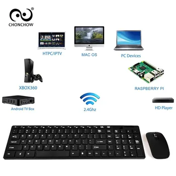 ChonChow 2.4 G Slim Optical Wireless Keyboard și Ultra-Subțire Mouse-ul Soareci Receptor USB Combo Kit pentru MAC Calculator PC cu Mouse-ul