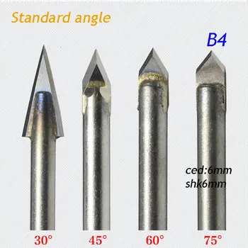 1 buc standard 6*6mm unghi de 75 de grade aliaj Router Biți CNC gravura cutter Sculptură în Piatră Instrumente B4