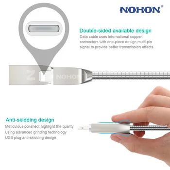 NOHON Pentru Apple Cablu USB Metal Încărcare Rapidă USB Cablu Pentru iPhone 7 6 6S Plus 5 5S SE iPad iPod iOS 8 9 10 Telefon Sincronizare de Date Sârmă