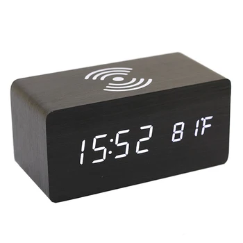 Inalta Calitate, Multi-Funcția de Ceas cu Alarmă fără Fir Încărcător Ceas din Lemn pentru Apple Telefon Inteligent