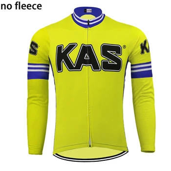KAS galben Ciclism Jersey cu mâneci Lungi de lână de iarnă și de primăvară nu fleece bicicleta purta tricou îmbrăcăminte de Biciclete mtb ropa Ciclismo
