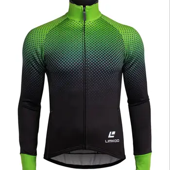 LIMKOO Ciclism Termică pentru Bărbați Fleece cu Maneci Lungi Jachete Calde Verde/Negru Jersey Biciclete Rutier Îmbrăcăminte Ciclismo Maillot Echipamentul de Iarnă