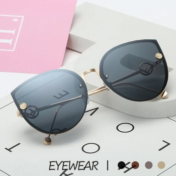 2019 Nou de Lux Italia Designer de Brand Doamna Pisica Ochi ochelari de Soare Femei Epocă fără ramă Gradient de Ochelari de Soare Pentru Femei UV400