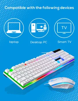 Colorate Iluminate cu LED cu iluminare de fundal cu Fir USB pentru PC Gaming Mecanic Keyboard Mouse-Set de Jocuri Gamer Mouse-ul și Tastatura Kit de Home Office