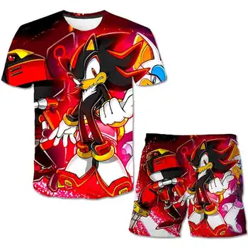 2020 Sonic Ariciul Băieți Fete Vara Seturi de Îmbrăcăminte din poliester sonic Haine de Desene animate de Imprimare Costum de Îmbrăcăminte pentru copii 4-14 Ani