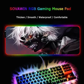 XGZ Tokyo Ghoul RGB Mare de Jocuri Anime Mouse Pad Gamer Condus de Calculator pad Mat Mare cu lumina de Fundal Pentru tastatură Birou