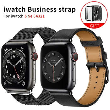 Afaceri Curea pentru Apple Watch Band Seria 6 1 2 3 4 5 curea din piele de caz pentru Iwatch 5 4 38mm Curea 40mm 42mm bratara 44mm