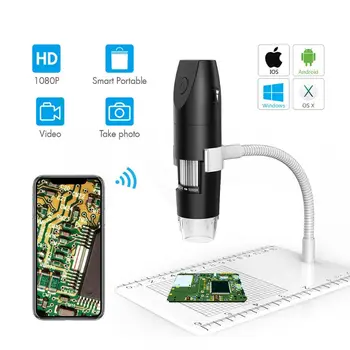 2MP, WiFi Microscop Digital 50X la 1000X Lupa 1080P HD 2.0 MP 8 LED-uri cu Suport pentru Android iOS, PC-ul