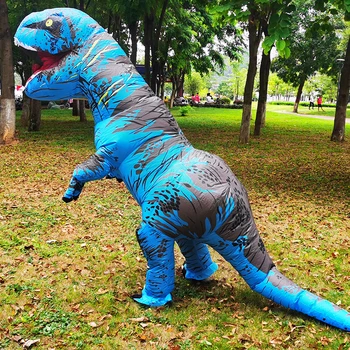 Costume de Halloween pentru Adult, Barbat, Femeie Albastru Mascota T-Rex Gonflabil Costume Dino Dinozaur Petrecere Rol Joaca Dress Up
