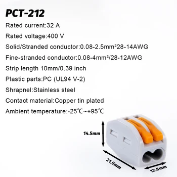 30/50/100buc Universal Conectori de sârmă de Cablu 222 TIP de Repede Acasă Compact cablu împinge în Cabluri Bloc Terminal PCT-212