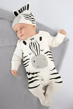 Noi 2020 Moda baietel salopetă mânecă lungă desene animate zebra salopeta de îmbrăcăminte pentru sugari copil nou-născut băiat haine de fata cu capac