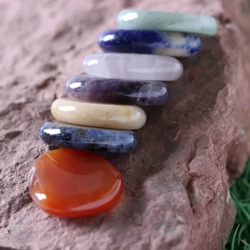 7 piese Chakra Pietre Naturale de Palmier Cristalelor pentru Vindecare Reiki Feng Shui Decor cu o Husă 2018 New Sosire
