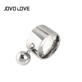 JOVO Brand de Moda bague femme Rotund Tag Inele de Oțel Inoxidabil pentru Femei Bijuterii Deget Farmec Larga de Inele de Argint pentru Cadou de Nunta