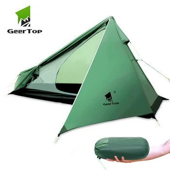 GeerTop Ultralight Camping Cort de O Persoană Sezonul 3 rezistent la apa 950g Backpacking Corturi Fără bețe de Trekking pentru Exterior Excursie Turistică