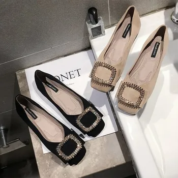 EOEODOIT Primăvară Apartamente de Moda de Cristal Catarama V Gura Birou Doamnă Weekend Slip On Mocasini Femei Toc Plat de Conducere Pantofi 2020