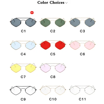 Trendy mic cadru ochelari de soare moda fascicul dublu de metal ocean de film de ochelari de personalitate poligon ochelari de soare GIAUSA