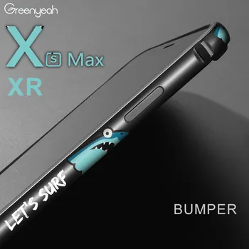 Rechin Telefon de Metal Bumper pentru iPhone XR X XS Cazuri de Telefon pentru iPhone XS Max Cazul Desene animate Aluminiu Silicon, Acoperire Cadru Coque