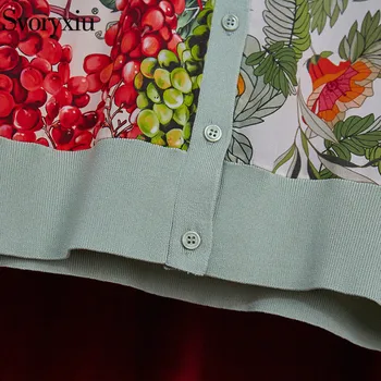 Svoryxiu 2021 Nou Primavara-Vara Designer de tricotat Cardigan Femei Mătase de Struguri de Imprimare Mozaic Maneca Lunga Pulover Subtire Jachete