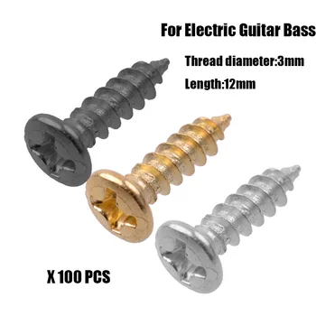 100buc en-Gros de 5.5*12*3MM Chitara Electrica Șuruburi pentru Pickguard Spatele Plăcii de Montare DIY Lutier Instrument cu 3 Culori