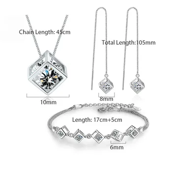 5 Stil de Argint 925 Seturi de Bijuterii Zirconiu Metru Cub Colier+Cercei+Bratara joyas de plata Pentru Femei Cadouri
