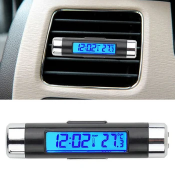 Vehicul auto Ecran LCD Digital Termometru Indicator de Temperatură Metru cu Ceas
