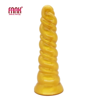FAAK 2020 Nou culoare aurie silicon anal plug spirală lungă butt plug dildo cu ventuza jucarii sexuale cupluri se masturbeaza solo
