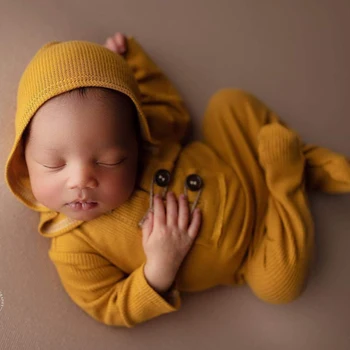 2020 Nou Copil Recuzită Fotografie Băieți Salopetă & Pălărie De Seturi De Nou-Născut Fotografie Moale Tricot Accesorii De Îmbrăcăminte Fotografia De Studio Tinuta