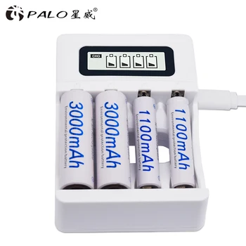 PALO 8pcs AAA 3A 1100mAh baterie reîncărcabilă 1.2 V NI-MH + inteligent USB de încărcare rapidă LCD încărcător de 2A AA 3A baterie AAA