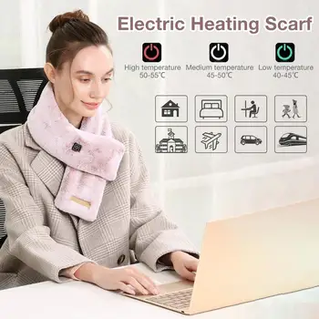 Eșarfă încălzit USB Căldură Șal rezistent la apa Caldă Electric Gât Wrap Femei Îngroșa Pluș Faux Blana Electrice Incalzite Eșarfă