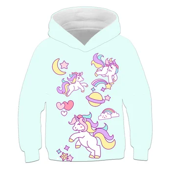2020 Drăguț Unicorn 4-14 Ani Copii hanorace de Iarna Unicorn Haine de poliester Tricou Fete Desene animate Pulover de Toamna Topuri