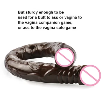 Super Long Double cap Vibrator Jelly Vibrator Realist Dublu s-a Încheiat Vibrator Flexibil Penis Mare pentru Femeile Lesbiene Masturbare Jucarii Sexuale