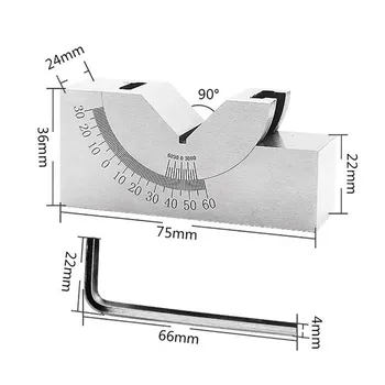 Unghi reglabil Ecartament V-bloc Polizor unghiular KP25 0-60 Grade de Precizie Unghi Placa Bloc de Instrumente de Măsurare Durabil