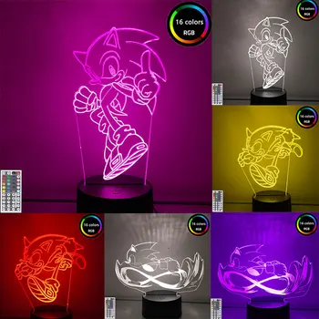 2020 Fierbinte Film Sonic Ariciul 3d Lumina de Noapte pentru Acasă Decor Dormitor Anime Sonic Lampa de Noapte pentru Copii Lampa de Noapte Cadou Jucarii