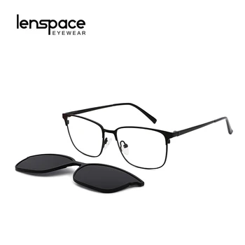 Lenspace Polarizat ochelari de Soare Patrati Femei Clip Magnetic Pe Ochelari Optice Inoxidabil Accesorii pentru Rame Ochelari de vedere Barbati