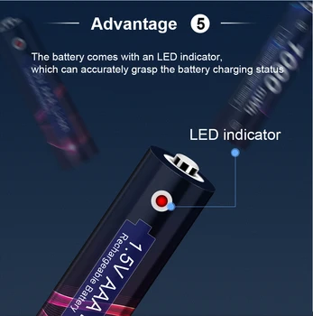 1.5 V AAA Litiu Li-ion Baterie Reîncărcabilă 1000mWh 1.5 V Baterie AAA de 1,5 v Li-ion Baterii Reîncărcabile AAA 1.5 V baterie Reîncărcabilă