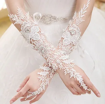 Femei elegante Dantela Mănuși de nunta Fingeless Cot Timp de Mireasa Mănuși Fingerless din Dantela Accesorii de Nunta 2019