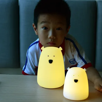 Mini Urs Lumină de veghe LED cu Senzor Tactil Desene animate pline de culoare Silicon de Dormit de Lumină Lampă de Noapte pentru copii Copii Copii Cadou de Crăciun