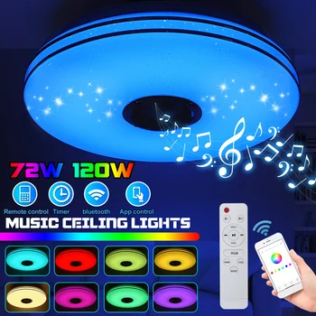 72W/120W Muzica Conduse de Plafon Lumina Lampa RGB Culoare Muntele Rotund-APLICATIE de Muzică Difuzor bluetooth Smart Lampă de Tavan Cu Control de la Distanță