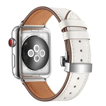 Autentice din Piele de Curea de Moda pentru Apple Watch Band 40/44/38/42mm Bărbați/Femei Brățară pentru iWatch SE 6 5 4 3 Catarama din Otel Inoxidabil