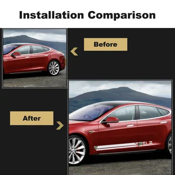 Auto Styling Corpul Autocolant Decorativ pentru Tesla Model 3 S X Modificare Auto Partea de Fusta Dungi Autocolant