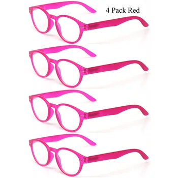 Henotin 4 perechi de ochelari pentru bărbați și femei cu arc balamale cadru oval colorate cititor de ochelari de înaltă calitate